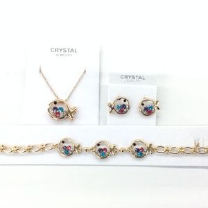 Gold Fish 3-Piece Earring, Necklace & Bracelet Set